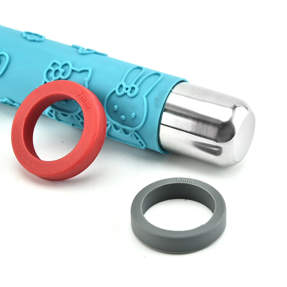 
14inch High Quality Adjustable Stainless Steel Silicone Embossed Rolling Pin 