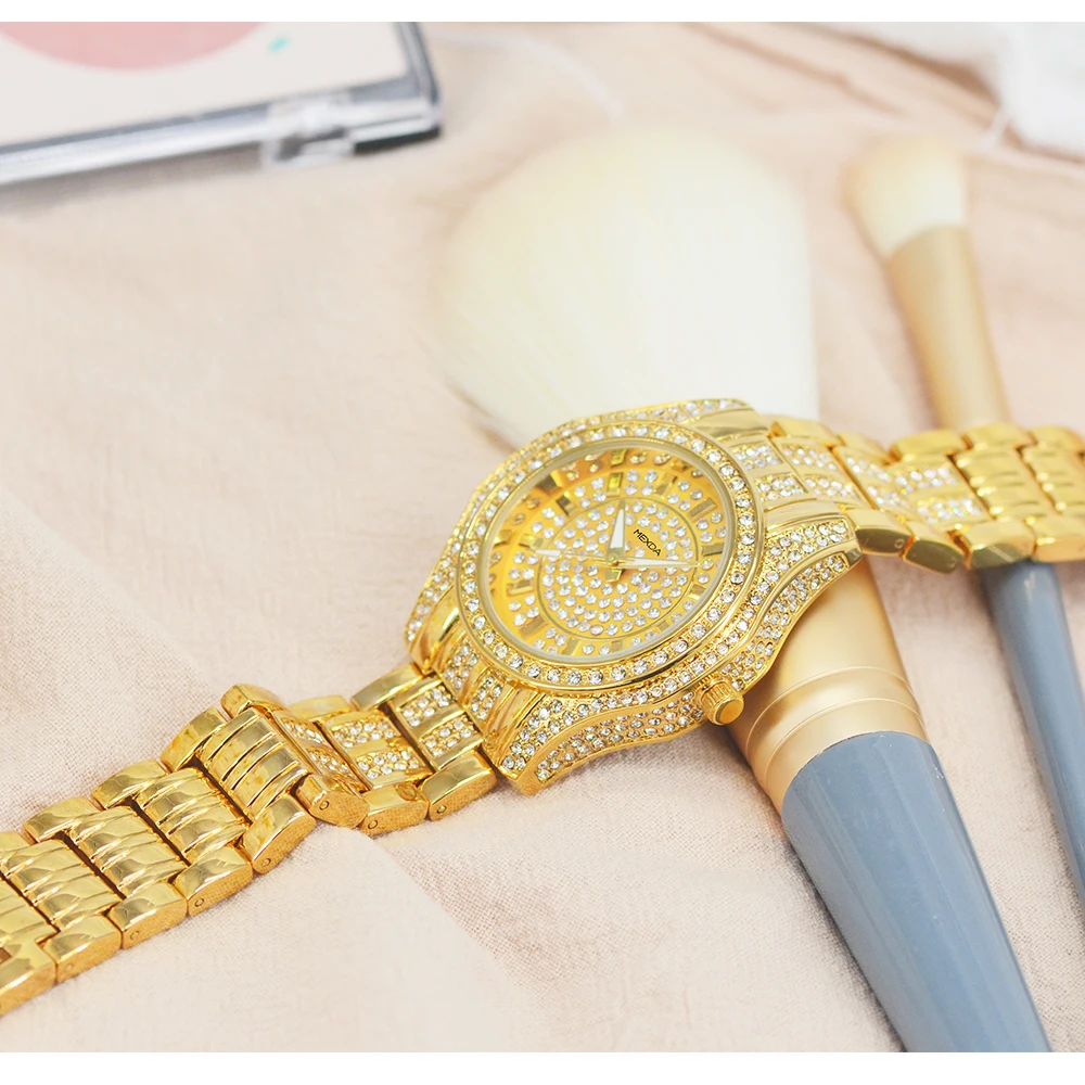 MEXDA OEM Luxury Lady Watch relojes de mujer Quartz Watch for Women Waterproof Iced-out Watch Stainless Steel Bracelet