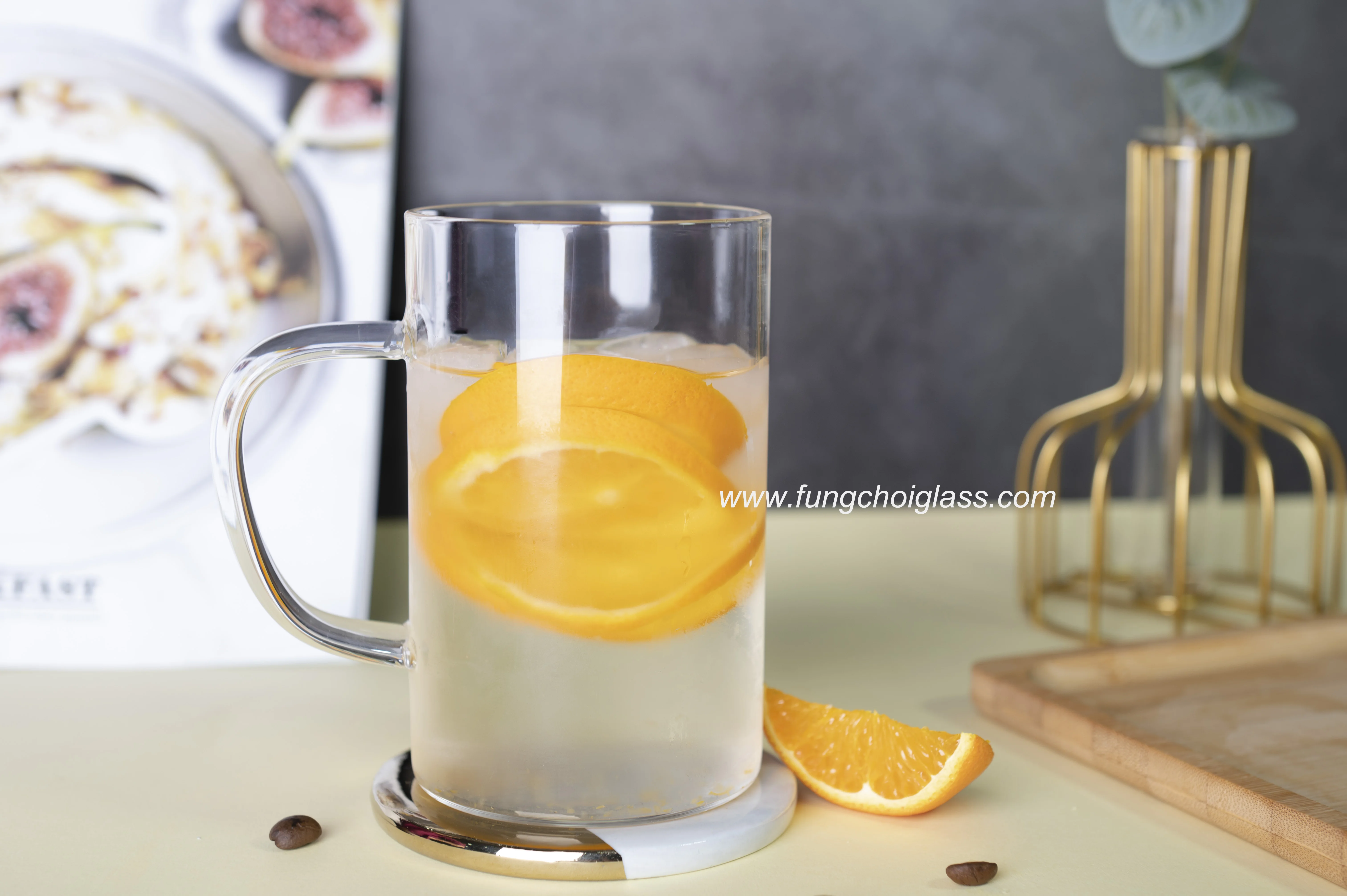 550ml Wholesale borosilicate heat cool safe custom logo made coffee water glass cup mug