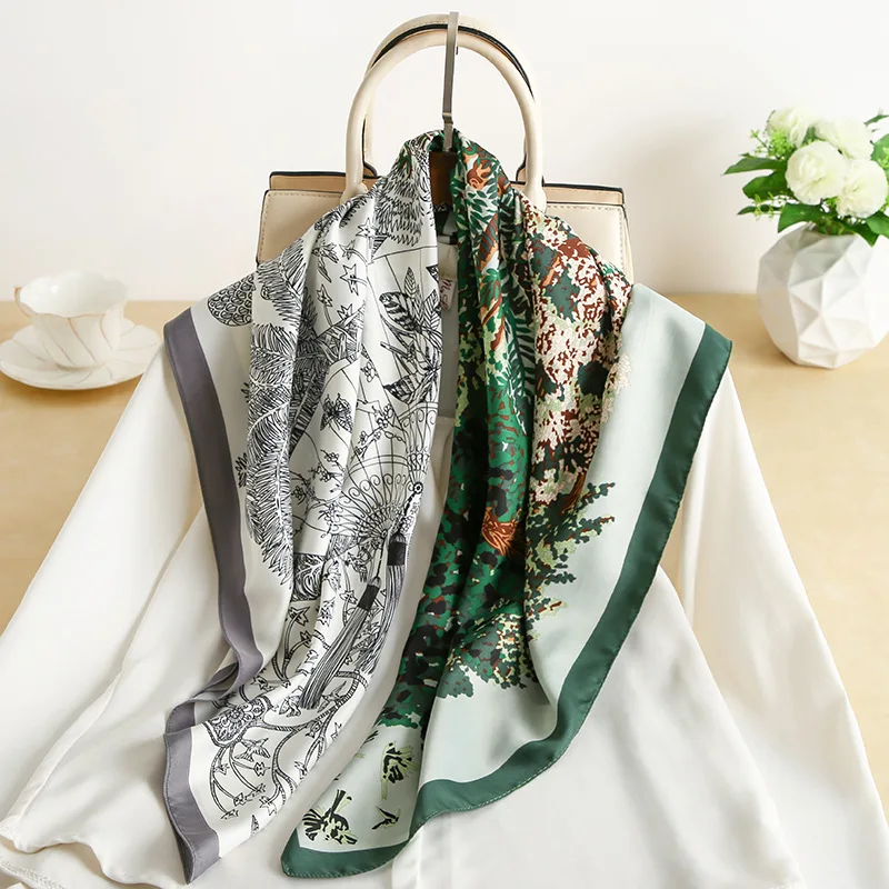 Заводская цена индивидуальный шелковый шарф-накидка частная марка 90*90 большой дизайнерский Шелковый женский