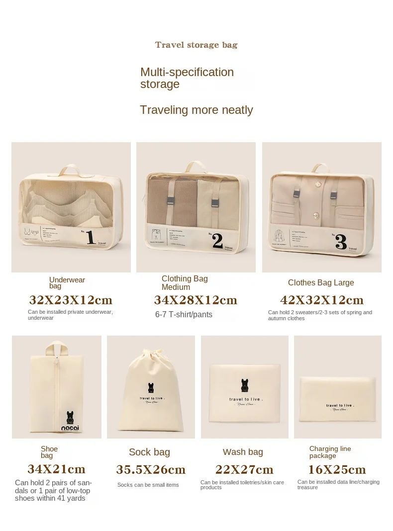 Evercredit Wholesale 8-Pcs Lightweight Travel Cubes Set Foldable Suitcase Organizer and Luggage Storage Bag for Travel Bags