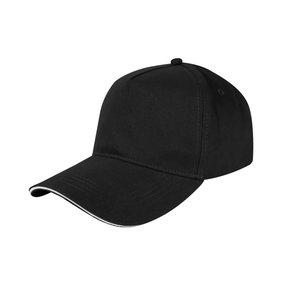 Promotional Blank 5 Panel Outdoor Gorras hats Plain Light Brushed 100% Cotton Sandwich Brim Baseball Cap