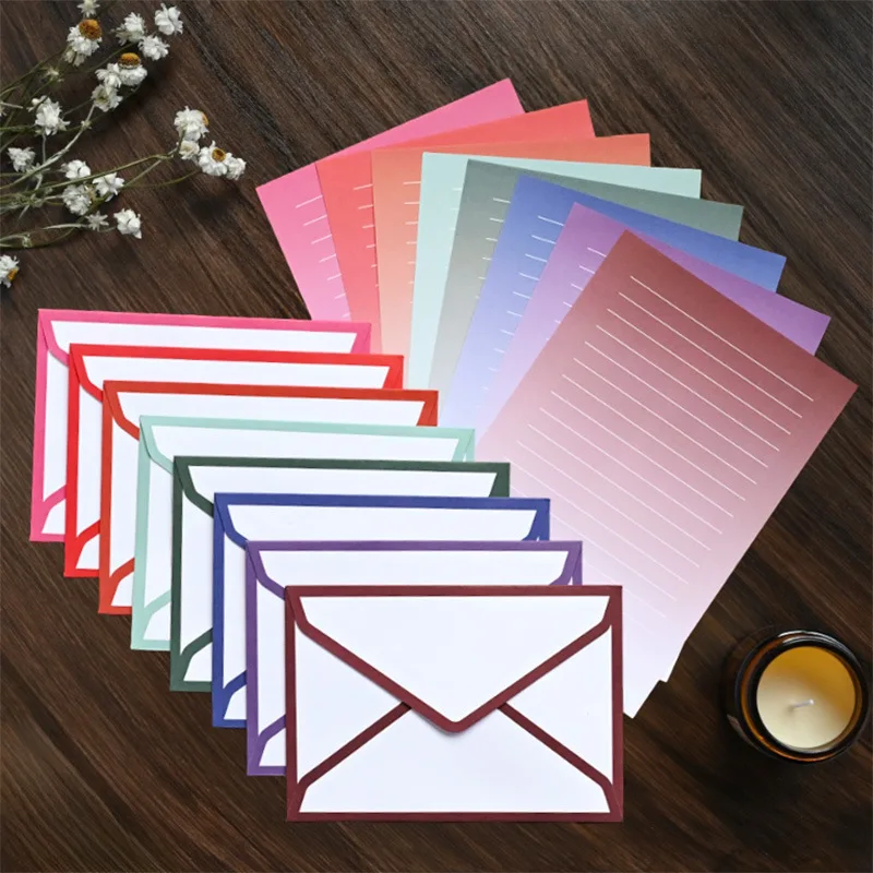 Bulk sale Custom 4-color offset printing Envelope and letter paper set Packaging Wallet Business Ordinary Logo floral letter set
