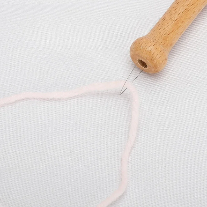 SHELIKE Knitting Tools Big Size Wooden Handle Punch Needle Set Embroidery Tool Punch Needle for Rug Hooking