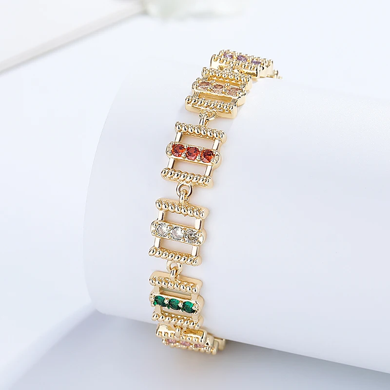 Hengdian Kaleidoscopic 18K Gold Plated Wholesale Color Zircon Fashion Jewelry Bracelets  Collection