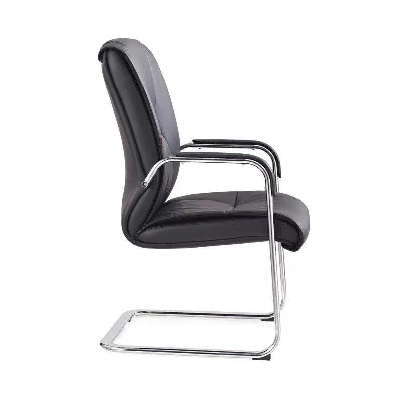 Commercial Furniture Reception Chairs Leather Executive Side Chair with Sled Base Black