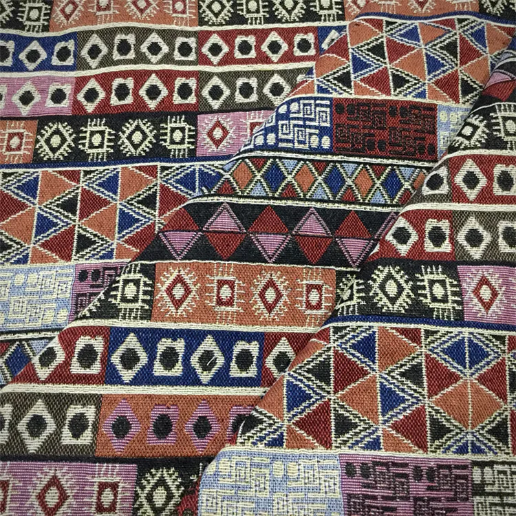 Factory supply yarn dyed geometric aztec pattern plain woven rug fabric for shirt
