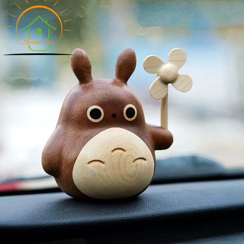 Wholesale Wooden cute Totoro modeling ornaments birthday gift wooden doll tabletop decoration