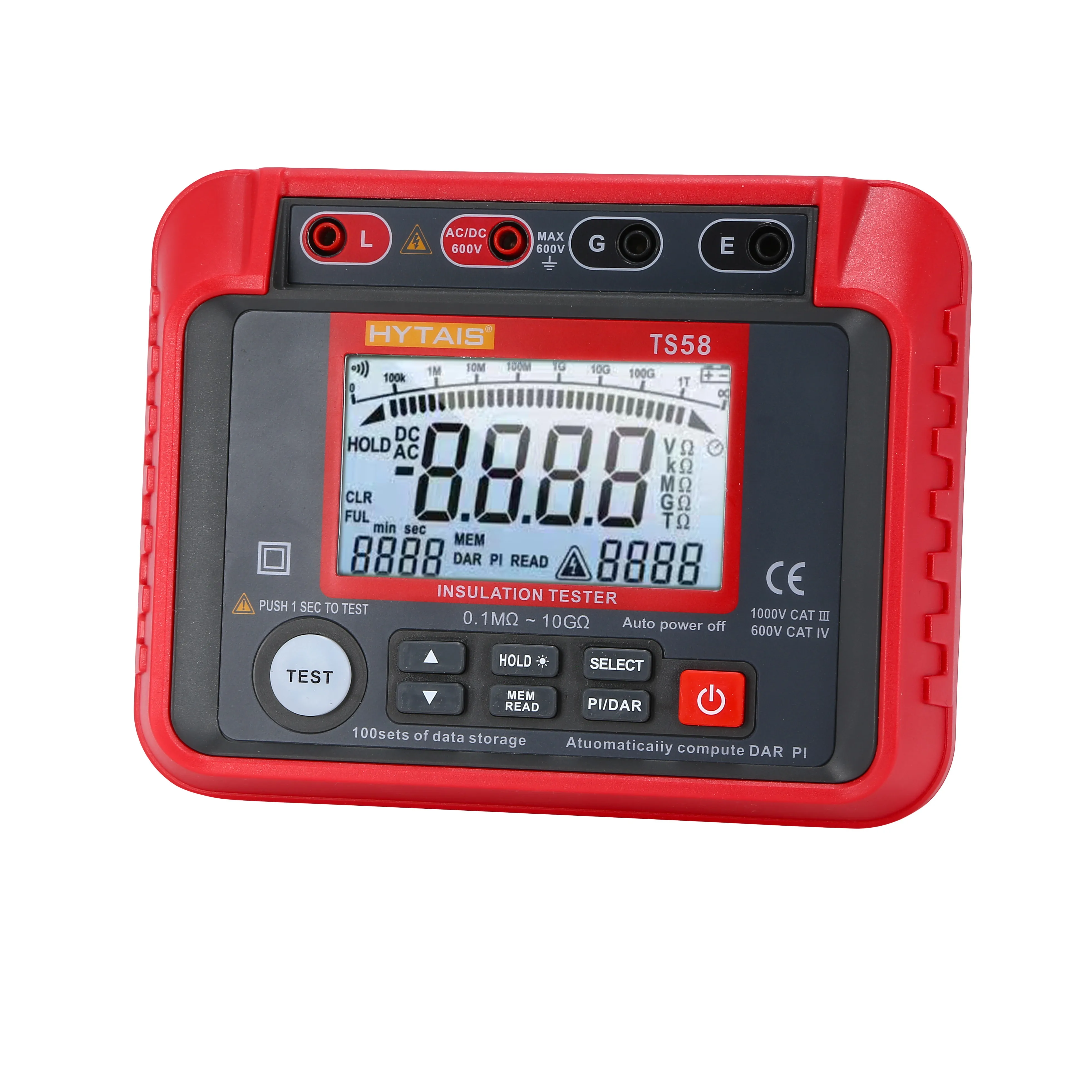 HYTAIS Multifunction Megger Meter High Voltage Digital Insulation Resistance Tester 50V/100V/250V/500V/1000V/2000V/2500V