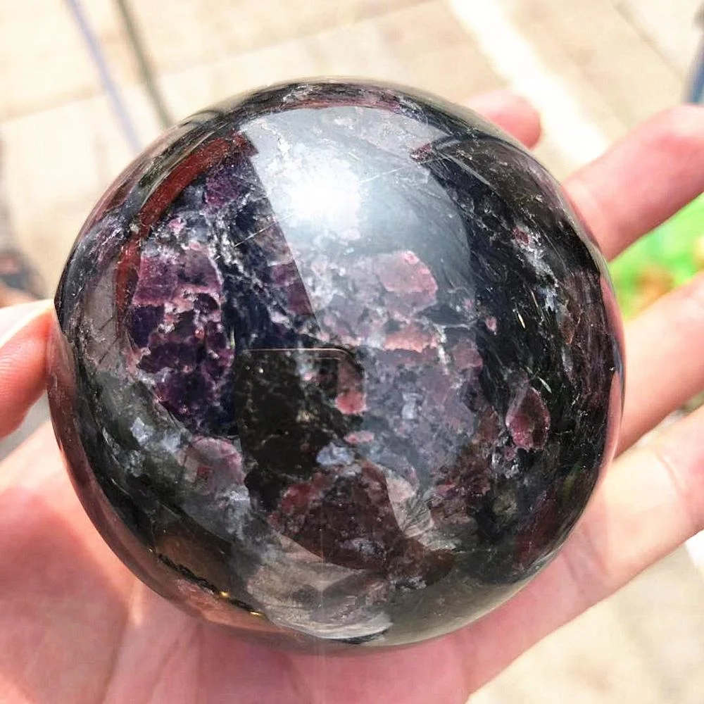 Natural Crystal Astrophylite Red Garnet Flash Sphere