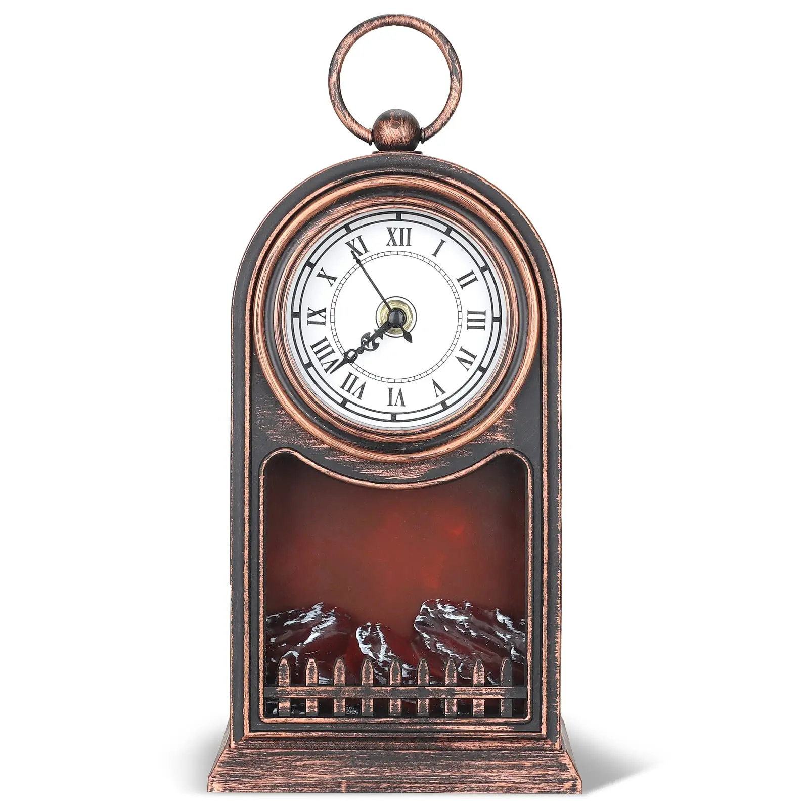 Hot Sale Fireplace Lantern, Decorative Lanterns for Indoors with Clock USB and Battery Operated Tabletop Fireplace,best selling