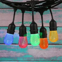 Christmas with S14 colorful strawberry lights LED outdoor decorative courtyard 48FT 15 lights hotel balcony waterproof string