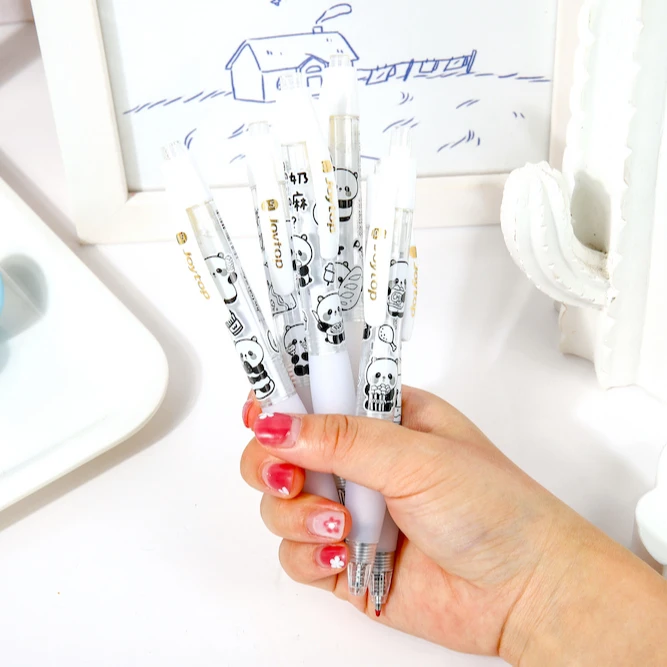 Joytop 3932-2 Wholesale Panda Promotional Student Cartoon 0.5Mm Retractable Plastic Clamp Neutral 36 Pens