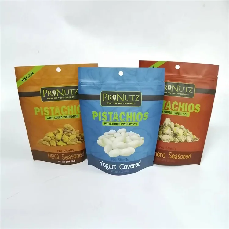 2022 New Design 85g 3oz Pistachio Nuts Dried Food Packing Matte Reusable Bags Fresh Food Storage Bag Snacks Zipper Pouch