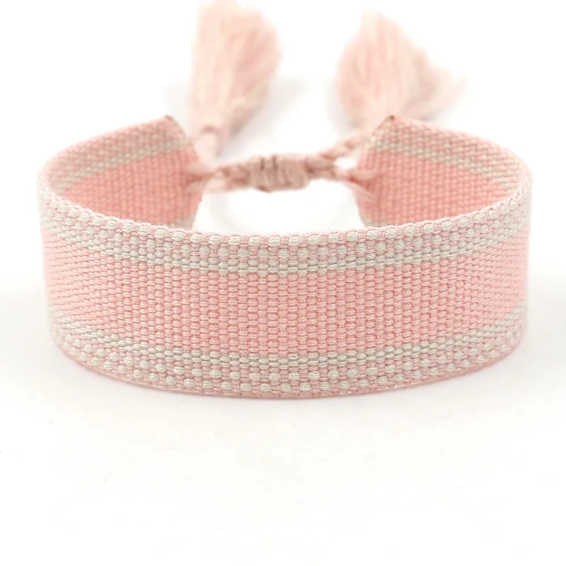 Wholesale Custom Logo Woven Bracelet Women Boho Adjustable Handmade Tassel Bracelet