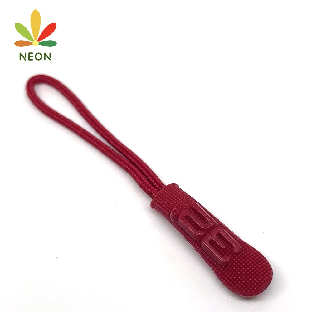 Custom Elastic Cord Rubber Zipper Pull Made Design Color Plastic Elastic String Zipper Puller for Sport Garment Bag