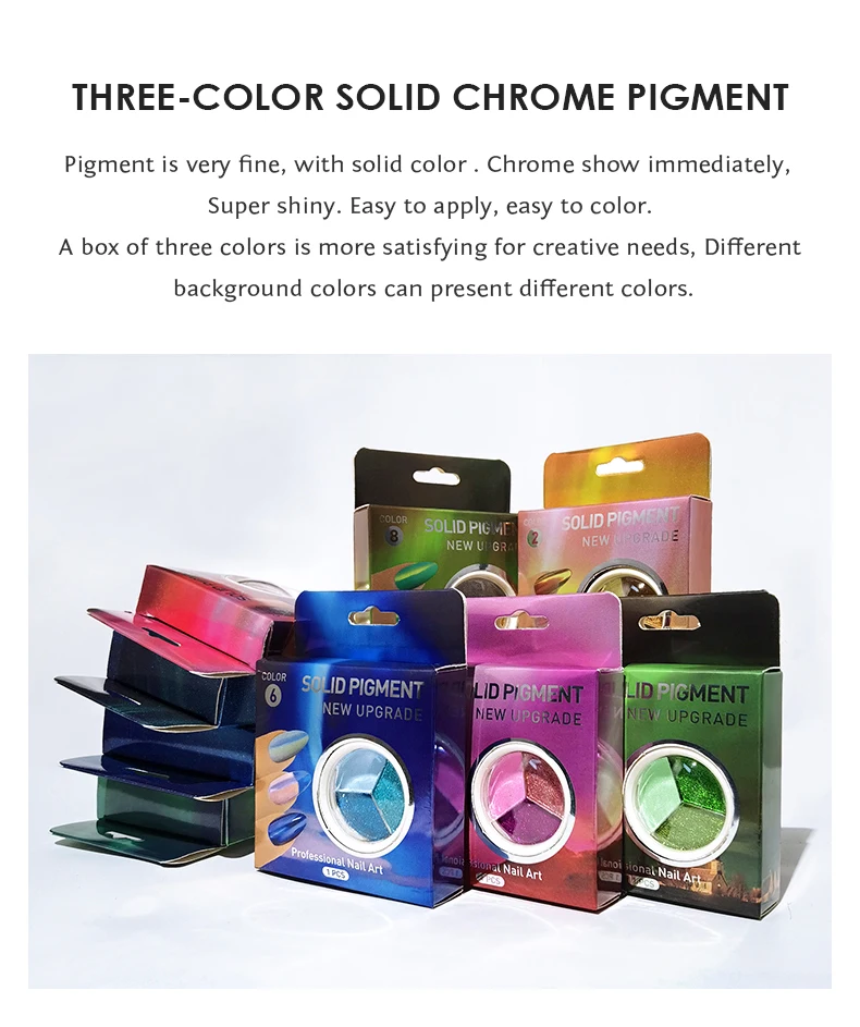 Wholesale Chrome Nail Powder 3 in 1 Solid Nail Powder Pigment Nail Powder