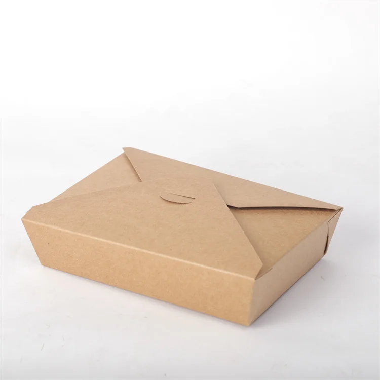 Kraft Custom Printed Biodegradable Disposable container for fast food packaging take away food paper box