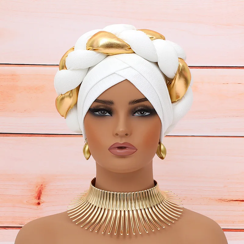 European American cross-border new style twist gold braid ladies fashionable elegant headscarf hat