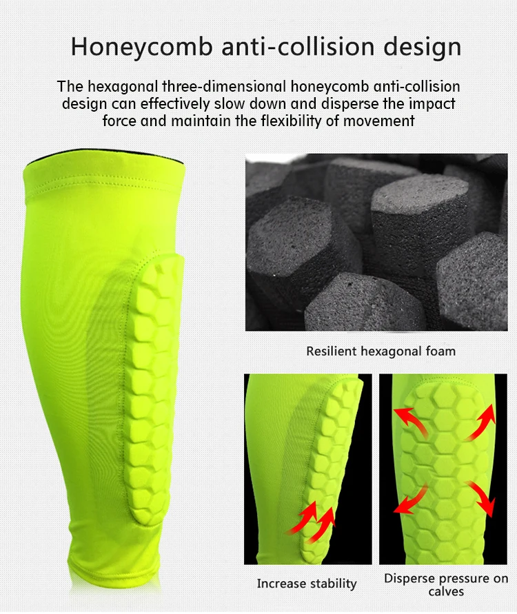 Custom adult kids soft honeycomb neoprene sport football soccer leg brace support shin pads guards calf compression sleeve
