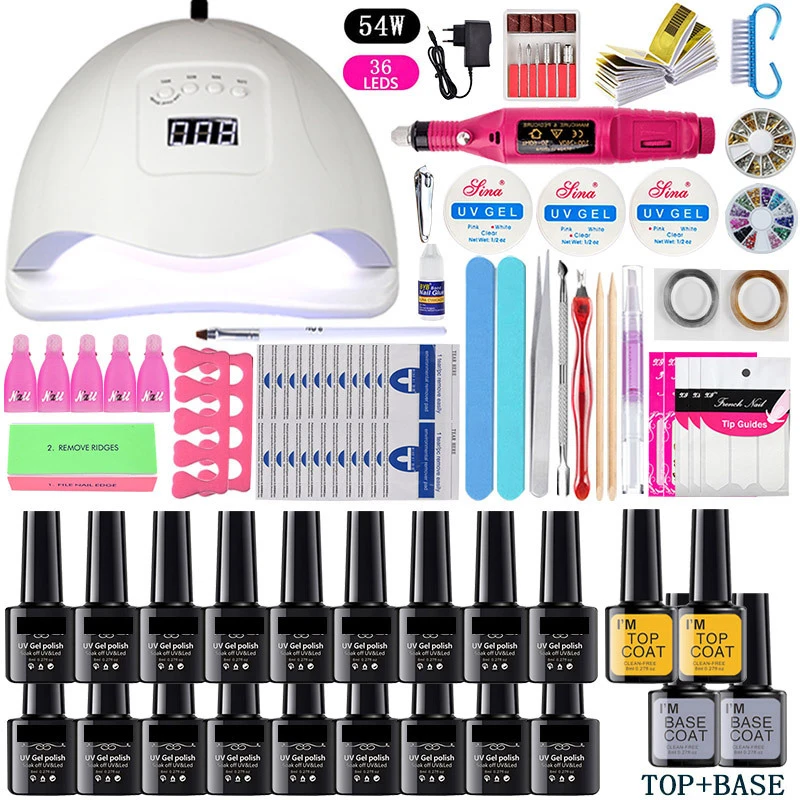 Label OEM nail diy art gel nail set kit with uv lamp and drill for beginner