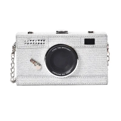Fashion mini diamond camera looking bag purse wallet,Wholesale camera shaped purse bag,Girl style camera purse handbag