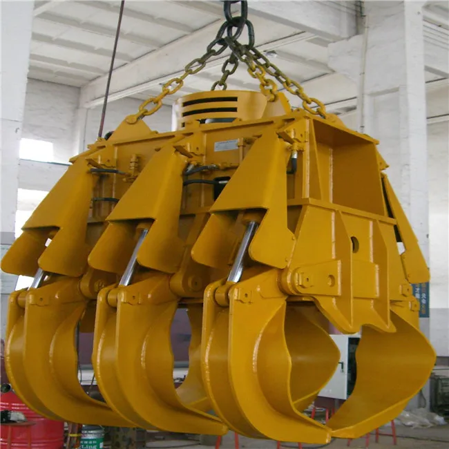 
electro hydraulic clamshell tine timber grab bucket for crane 