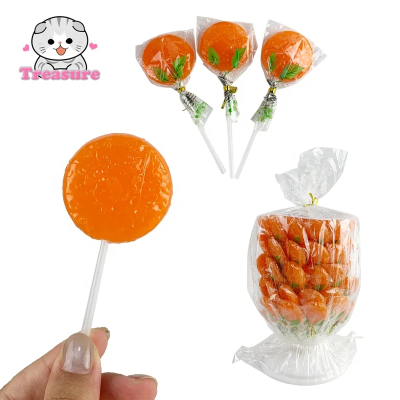 Orange Lollipop Candy Fruit Hard Halal Food