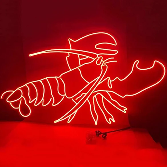 Red Lobster Neon Sign Animals Seafood Shape Led Neon Light Signs For Restaurant Decor Business Sign For Wall