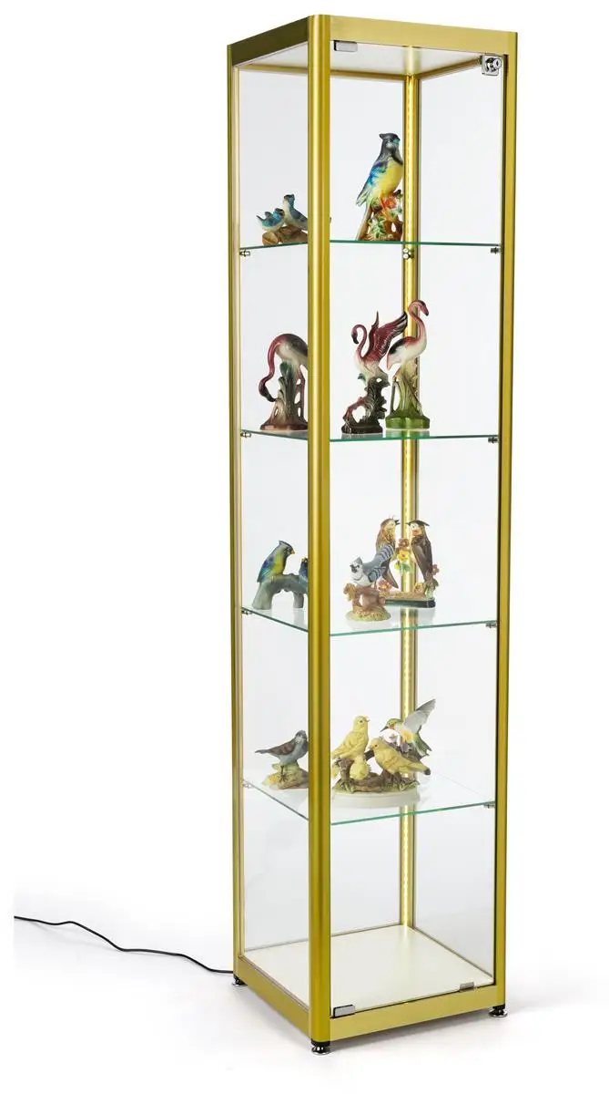 Cheap Price Commercial Glass Display Tower Showcase for Collectibles Lockable Aluminum Frame Display Cabinet