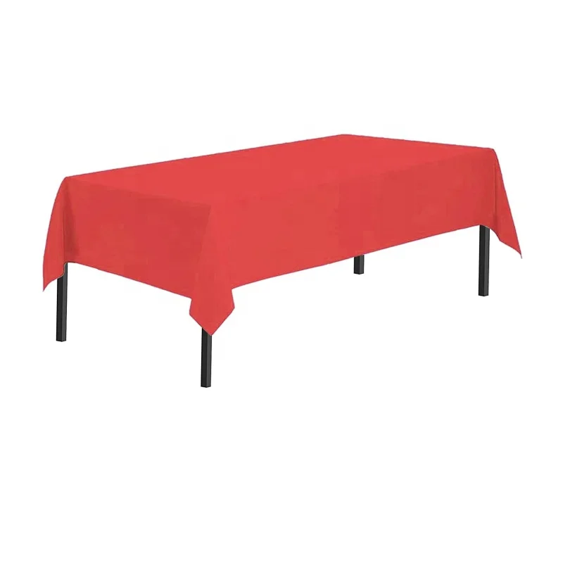 Disposable Tablecloths Birthday Party Plastic Fitted Table Cover Handmade Carton Packing Square Modern Solid Plain Dyed PEVA