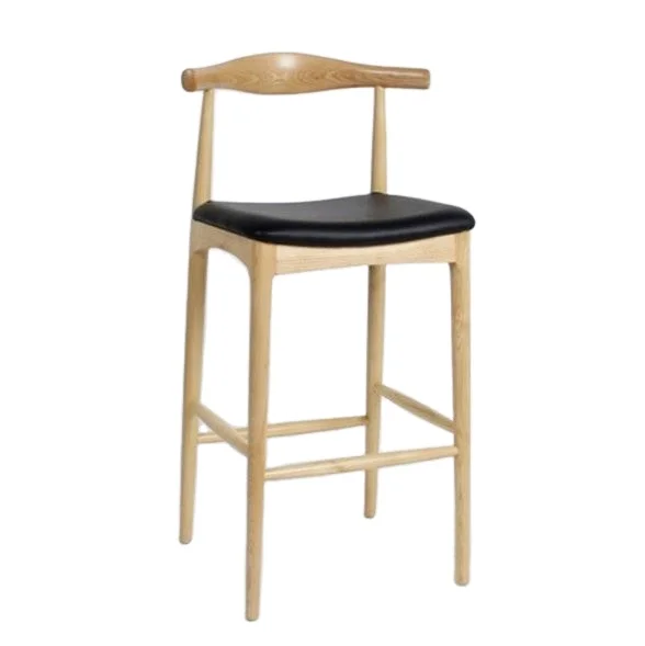 Restaurant Bar Furniture Cheap Price Elbow Wooden Bar Stools With  High Back