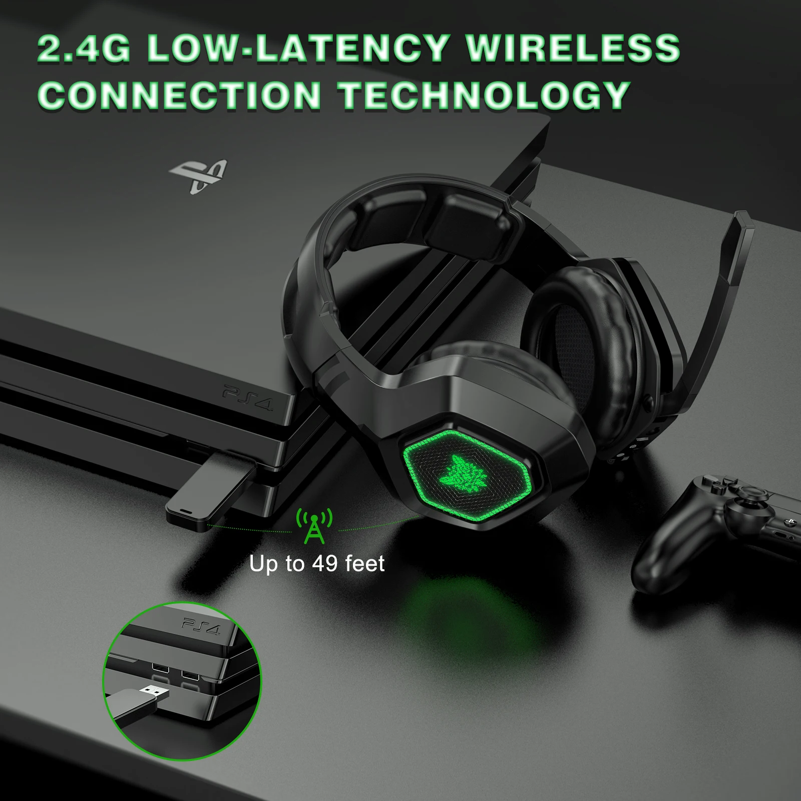 2.4G Onikuma Brand Owner Cool Rgb Computer Earphone Gaming Headset Wireless With Microphone Foldable