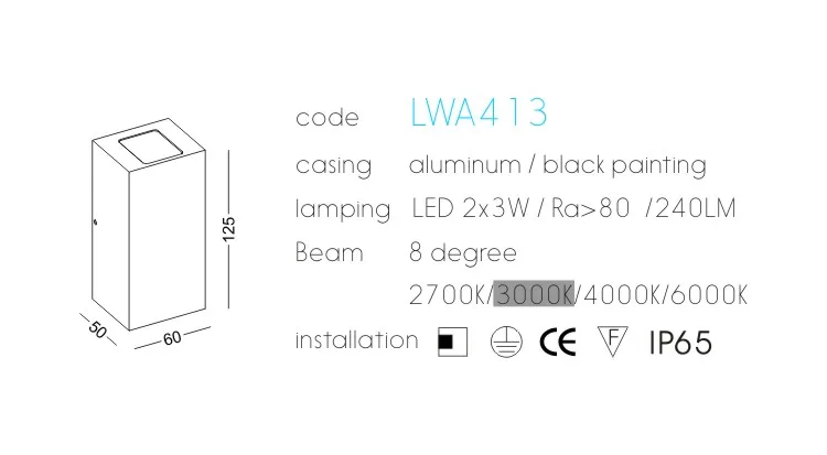 140lm up Down External Contemporary Wall Lights