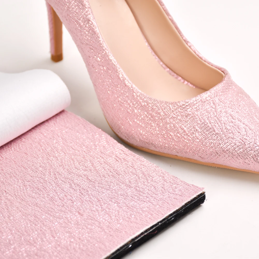 textile polyester manufacturing folds Fabric Jacquard Woven Gold silk Fabric Shoe making material Jacquard Knit Fabric For Shoes