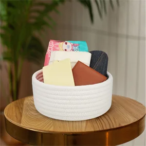 KUYUE 2 Pack Small Cotton Rope Mini Tiny Storage Baskets, Empty Gift Basket - White Foldable OPP Bags Woven Baskets, Cute 500pcs