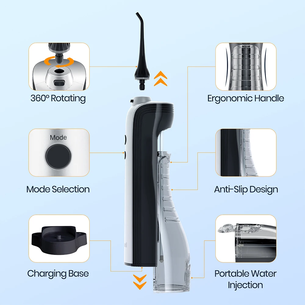 Mornwell 150ml Cordless Portable Teeth Cleaning Dental Oral Irrigator Waterflosser Electric Water Flosser