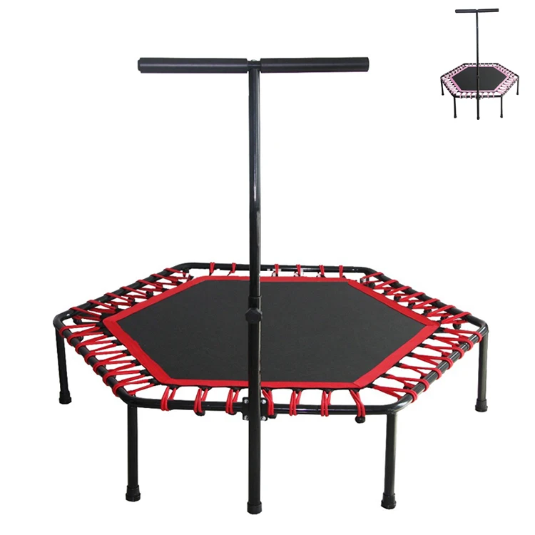 Superior Quality 55 inch Folding Trampoline Fitness Hexagonal Trampoline with Handle Bar