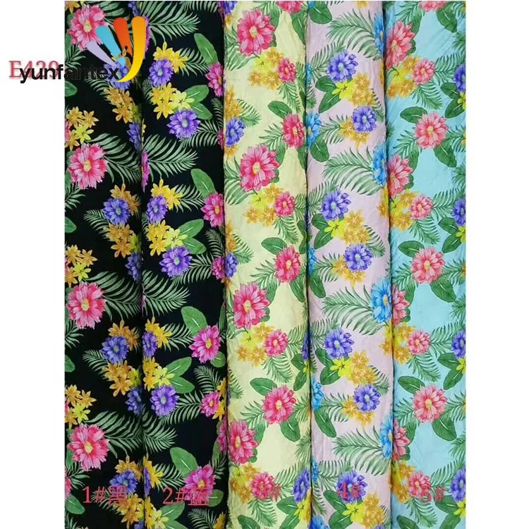 
2019 Wholesale cheap 100% printed viscose spandex fabric for women garments 