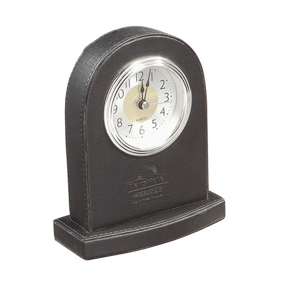 Fancy Design Table Pu Leather Travel Clock Desktop Desk Stand Clock