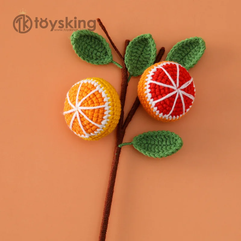 Cross-border creative hand-crocheted yarn fruit large flower branch fruit bouquet banana durian grape Pipa star fruit