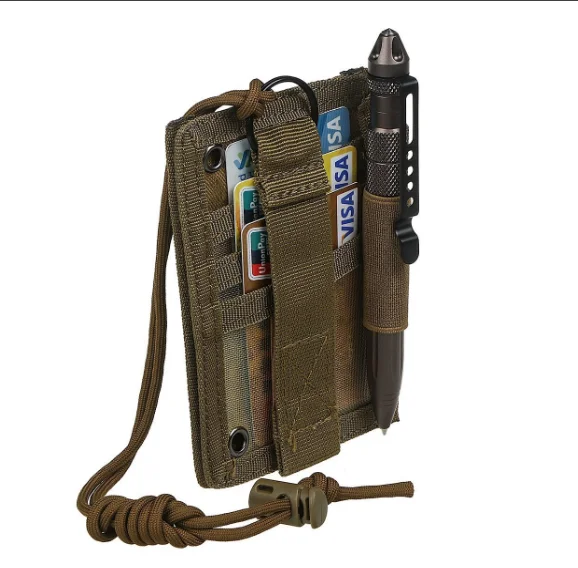 Black Tactical ID Card Holder Hook & Loop Patch Badge Holder Key Ring and Credit Card Organizer Adjustable Neck Lanyard Key Ring