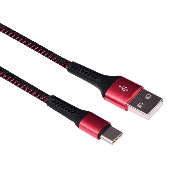 Лидер продаж, кабель типа c из алюминиевого сплава с принтом на заказ, 2 м, 3 фута, спиральный нейлоновый плетеный кабель быстрой зарядки usb c для смартфона