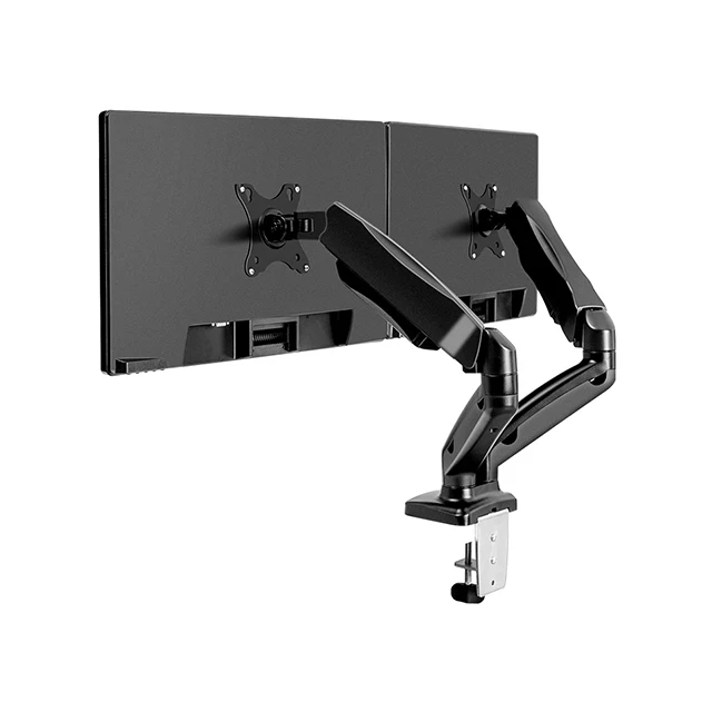 MA08-02 Height Adjustable Gas Spring Double Monitor Mounting Arm, Dual Monitor Arm, Dual Monitor Stand Mount for 13-32 inch