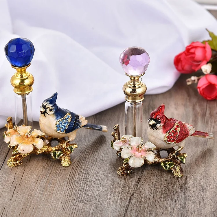 4ml Empty Glass Metal Tube Perfume Bottles Bird Bohemian Waxwing Perfume Arabic Bottles