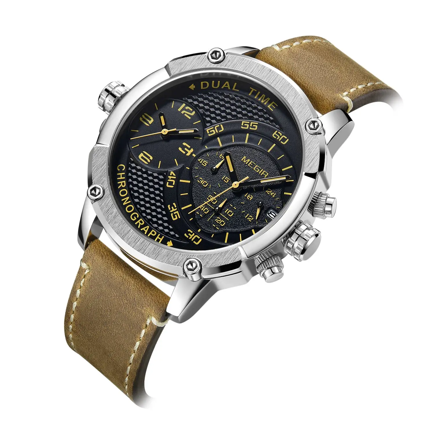 MEGIR 2093 Creative Beautiful Leather Hand Watch Strap Simple Newest Leather Wrist Business Men Watch