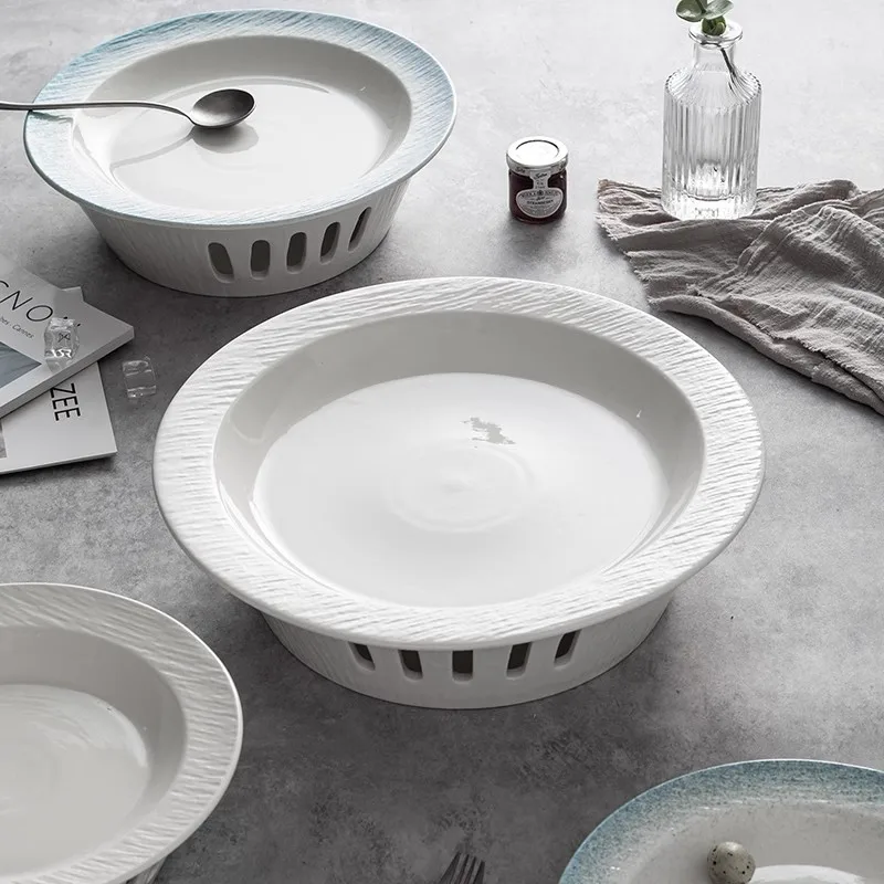 Hotel Restaurant New Creative Porcelain Candle Heating Tableware Plate Kitchenware Ceramic Furnace Insulation Dish Plate