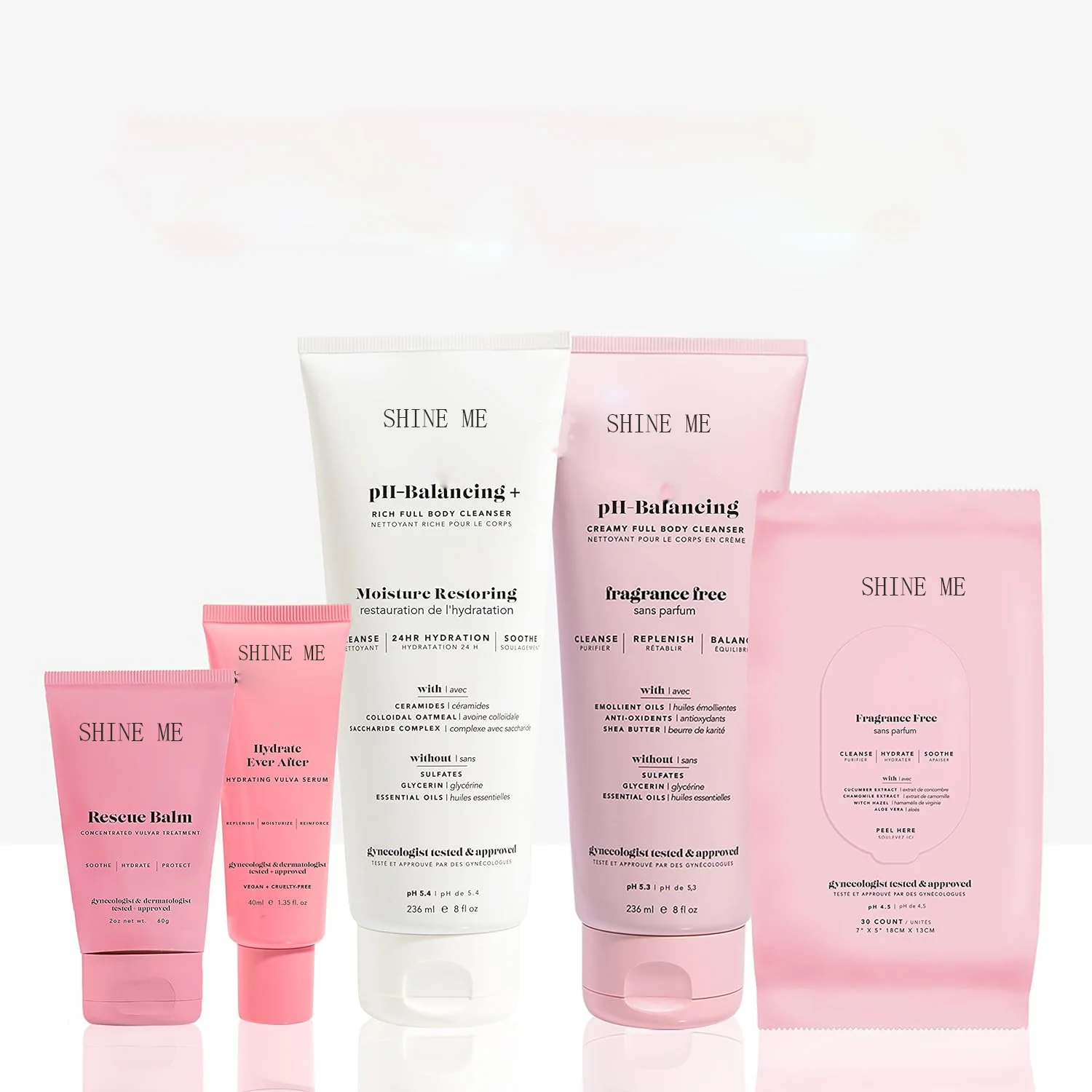 OEM Natural Gentle Fragrance-Free PH Balance Yoni Wash Feminine Sulfate Free Wash Wipes Odor Block Feminine Care Set