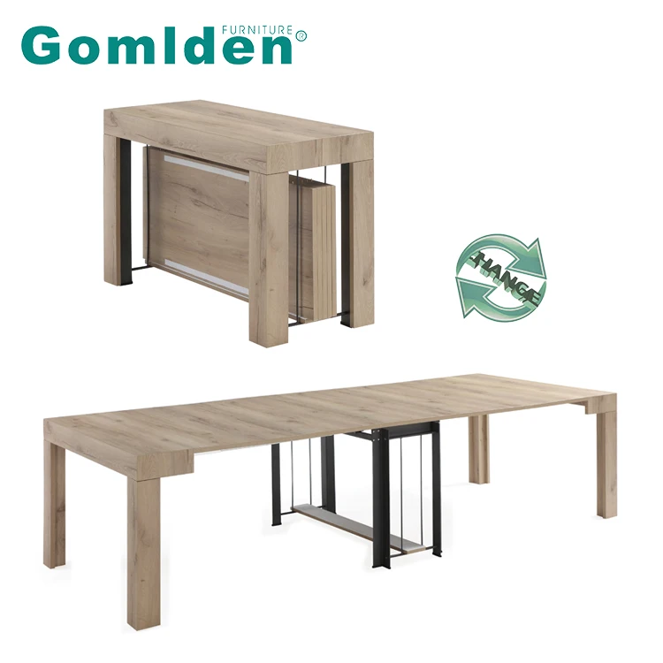 Nordic Space Saving Natural Wood Finish Large Extending Dining Tables For Dining Room