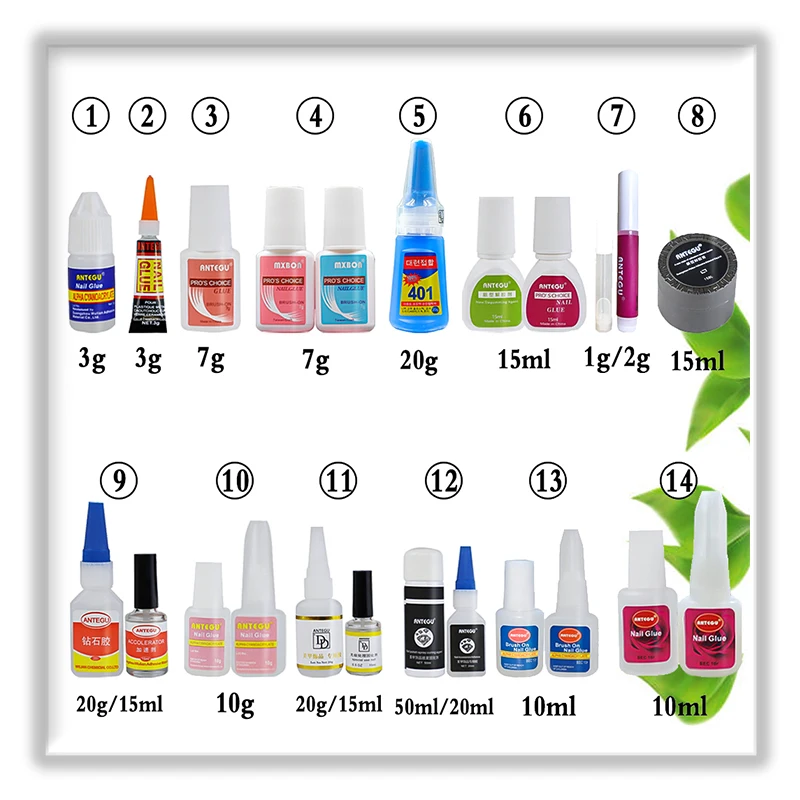 Source Factory 1g/2g/3g/7g/10g/15ml/20g Multi-styles Professional Nail Art Glue False Nails Rhinestones Decoration Nail Glue
